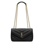Túi YSL Loulou Small in Matelassé Black Lambskin màu đen sang trọng