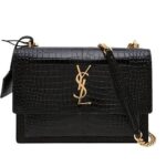 Túi YSL Medium Sunset Chain Bag Black in Crocodile GHW sang trọng