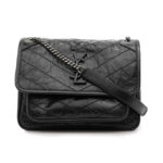 Túi YSL Niki Baby Chain Bag in Crinkled Vintage Leather Đen Da Calfskin 21CM sang trọng