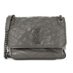 Túi YSL Niki Baby Chain Bag in Crinkled Vintage Leather Xám Da Calfskin 28CM