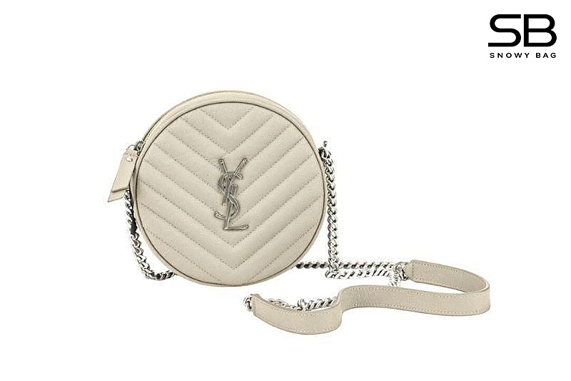 Túi YSL Round Crossbody Chain Bag Beige Caviar Hình Tròn sang trọng