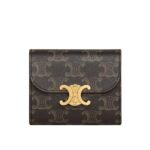 Ví Celine Small Flap Wallet Triomphe in Triomphe Canvas Tan sang trọng và tinh tế.