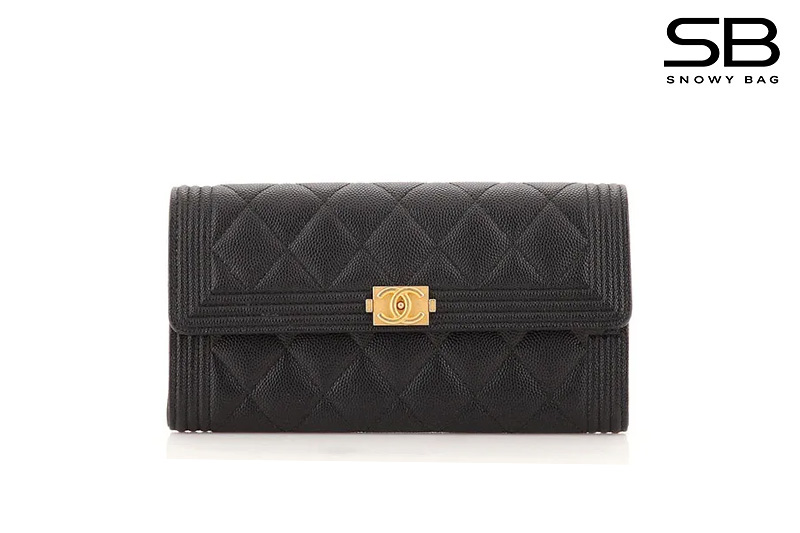 Ví Chanel Boy Small Flap Wallet Black Caviar GHW Đen Khóa Vàng sang trọng