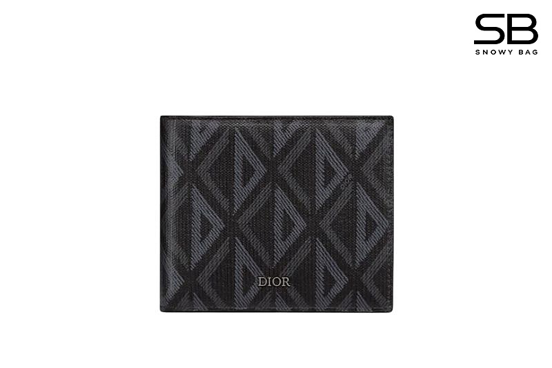 Ví Dior Bi Fold Wallet Black Diamond Canvas Đen Xám sang trọng và tiện lợi