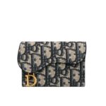 Ví Dior Saddle Bloom Card Holder Blue Oblique Jacquard sang trọng và tinh tế