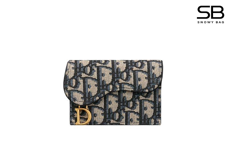 Ví Dior Saddle Bloom Card Holder Blue Oblique Jacquard sang trọng và tinh tế
