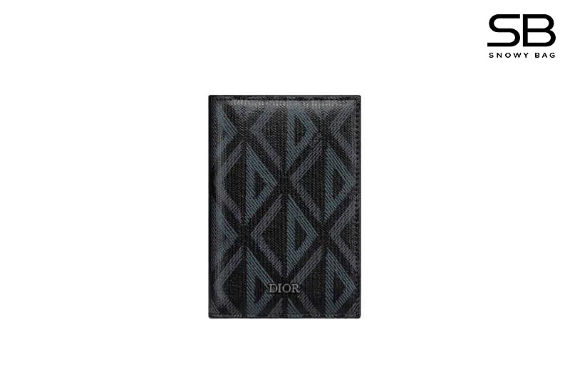 Ví Dior Vertical Bifold Card Holder Black Diamond Canvas sang trọng và tinh tế