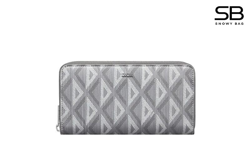 Ví Dior Zipped Long Wallet Gray Diamond Canvas Màu Xám sang trọng và tinh tế