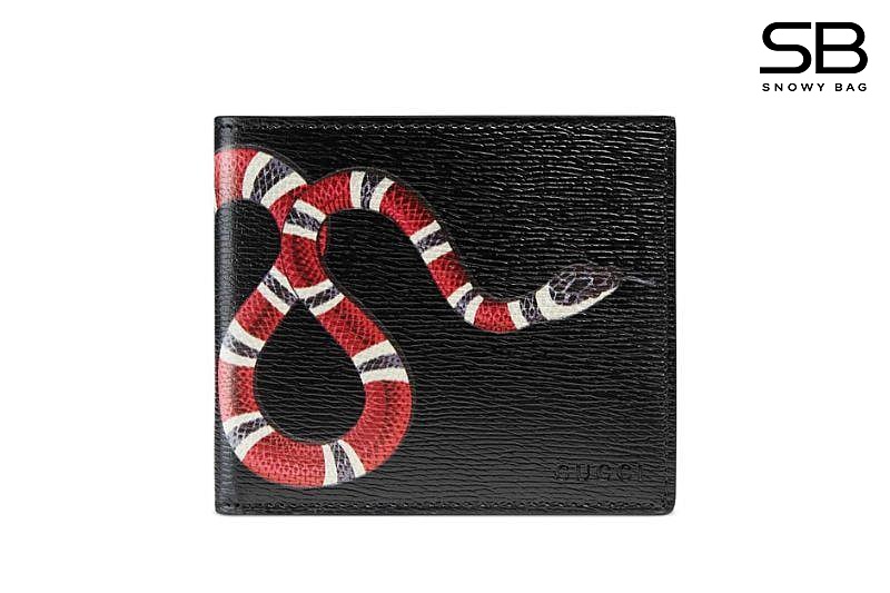 Ví Gucci Kingsnake Bifold Wallet Black Leather Đen Hình Rắn sang trọng