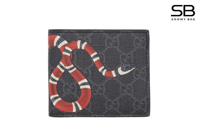 Ví Gucci Kingsnake Bifold Wallet Grey Leather Xám Hình Rắn sang trọng và đẳng cấp