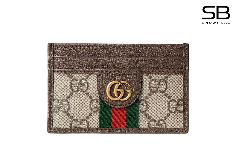 Ví Gucci Ophidia Card Case màu be và nâu đậm, thiết kế tinh tế.