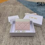 Ví Lady Dior Freesia Card Holder Pink Cream Cannage Lambskin Hồng Kem