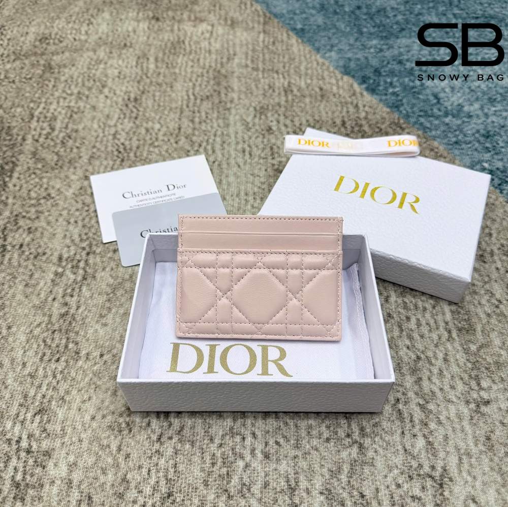 Ví Lady Dior Freesia Card Holder Soupir Pink Cannage Lambskin Hồng