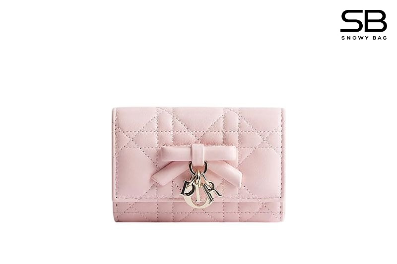 Ví Lady Dior Glycine Wallet Soupir Pink Cannage Lambskin Hồng sang trọng