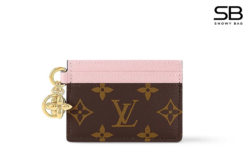 Ví LV Charms Card Holder Monogram Canvas Rose Ballerine Pink M82739 Nâu Hồng sang trọng