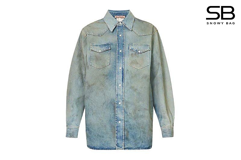 Áo Acne Studios Karty Distressed Relaxed-Fit Denim Shirt thời trang cá tính