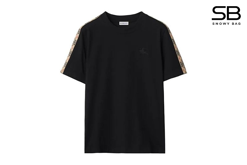 Áo Burberry Check Trim Cotton T-Shirt Black thời trang sang trọng