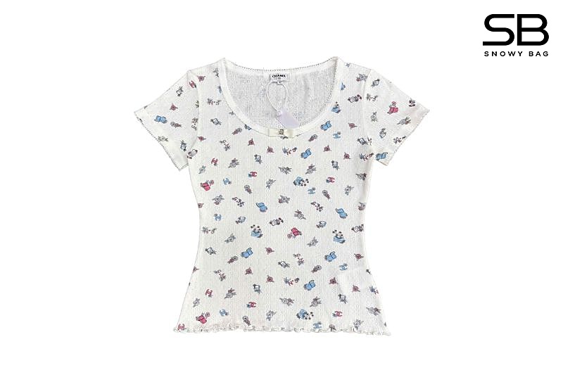 Áo Chanel 24 Coco White Knit Top kiểu dáng thanh lịch