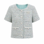 Áo Chanel 25 Tweed Jacket Blue Mint Pastel Màu Xám Xanh sang trọng