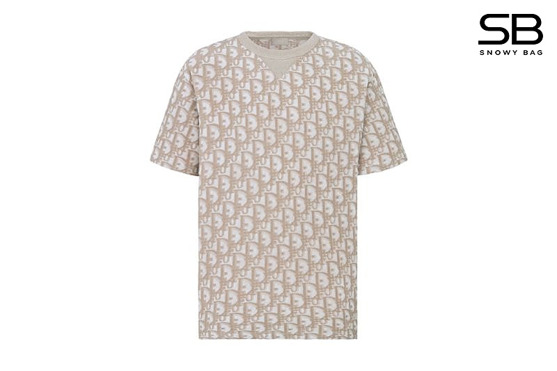 Áo Dior Oblique T-Shirt Beige Cotton Terry Jersey Màu Be thời trang cao cấp