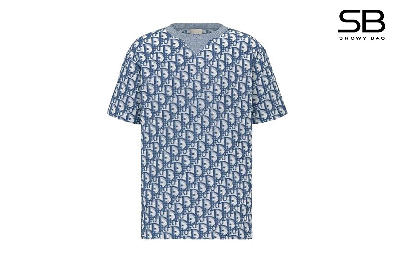 Áo Dior Oblique T-Shirt Blue Cotton Terry Jersey Xanh Dương thời trang cao cấp