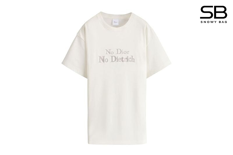 Áo Dior T-Shirt with Embroidery White “No Dior No Dietrich” Trắng Kem sang trọng