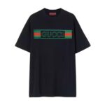 Áo Gucci Cotton Jersey T-Shirt White Print Navy Xanh Navy sang trọng và thời thượng