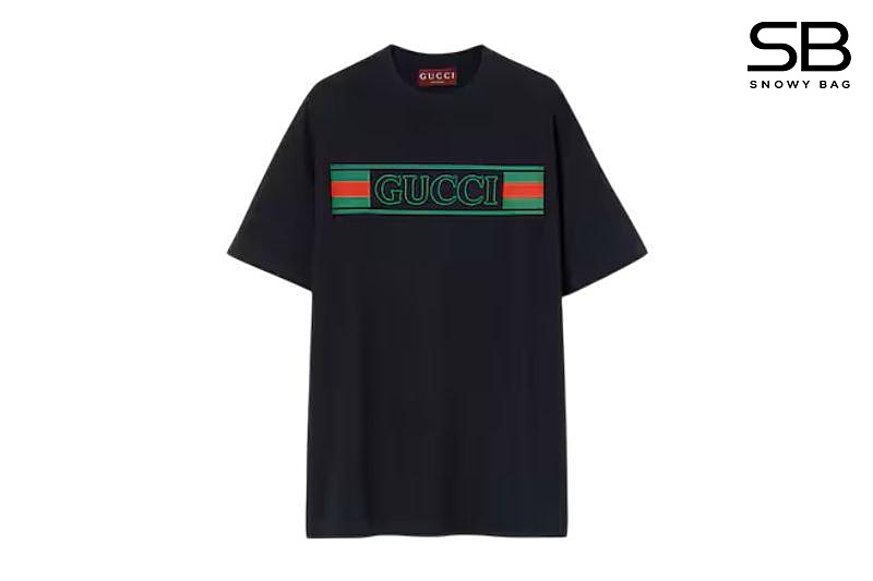 Áo Gucci Cotton Jersey T-Shirt White Print Navy Xanh Navy sang trọng và thời thượng