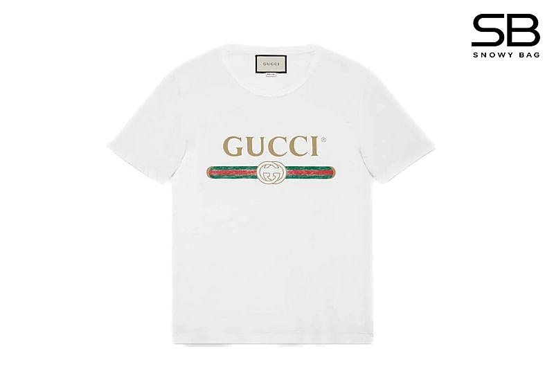 Áo Gucci Oversize Washed T-Shirt With Gucci Logo White, phong cách thời thượng