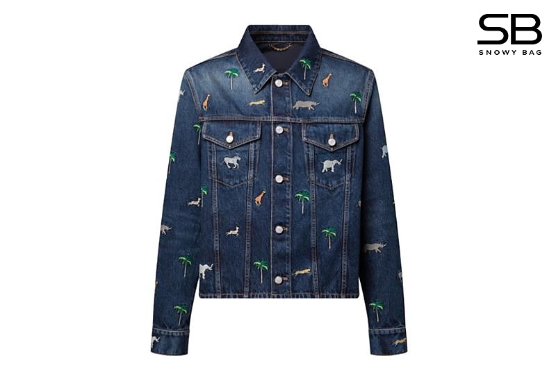 Áo Khoác LV Animal Embroidered Denim Jacket Họa Tiết Động Vật đẹp mắt