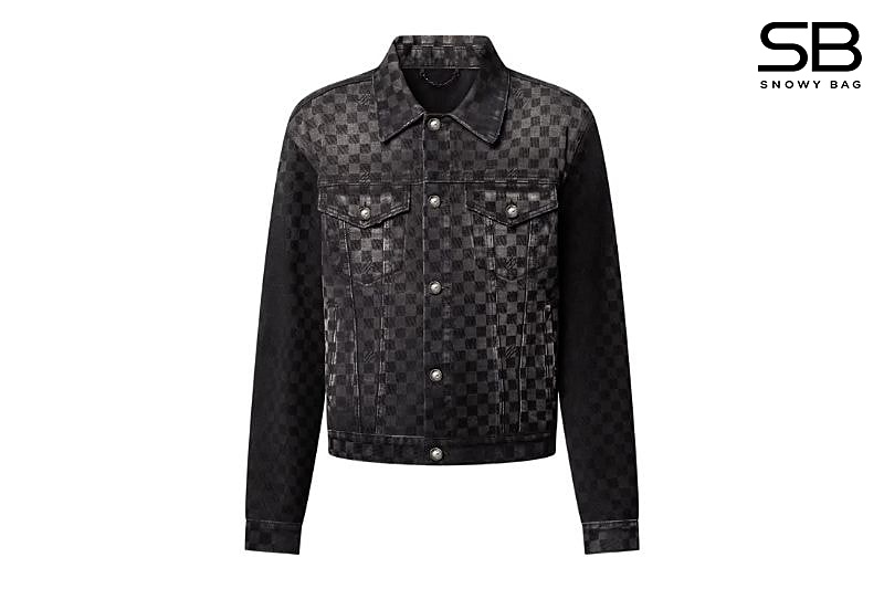 Áo Khoác LV Flocked Damier Denim Trucker Jacket Đen sang trọng và phong cách