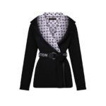Áo Khoác LV Signature Short Hooded Wrap Coat Monogram màu trắng đen sang trọng