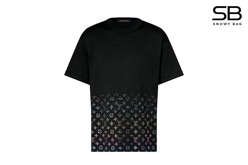 Áo LV Monogram Gradient Embellished Short-Sleeved Crewneck Black sang trọng
