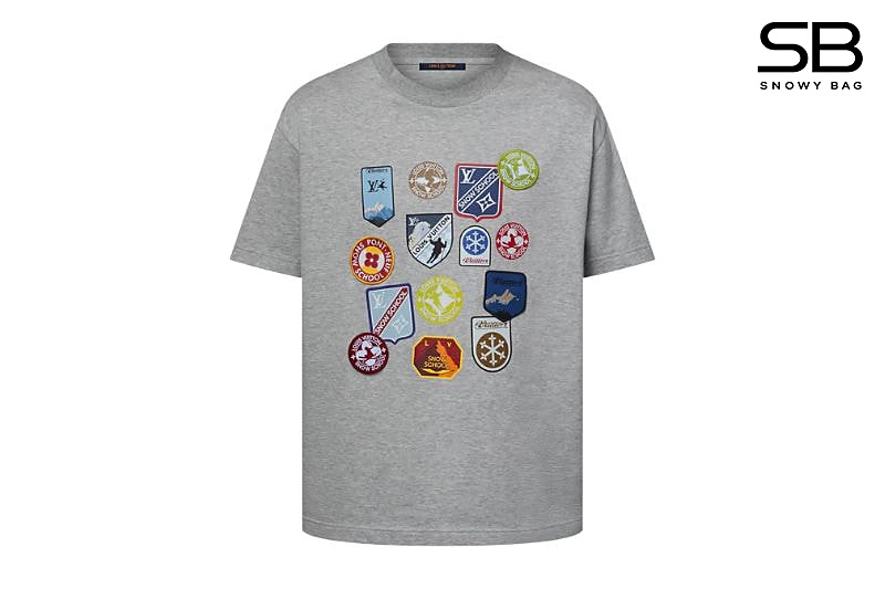 Áo LV Signature Patches T-Shirt Gray Melange Màu Xám phong cách thời trang