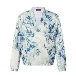 Áo LV Silk Blend Embroidered Blouson Trắng Xanh Dương thời trang sang trọng