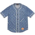 Áo LV Supreme Baseball Shirt Denim Màu Xanh Dương sang trọng