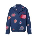 Áo LV YK Embroidery Faces Blouson Jacket Navy Xanh Navy thời trang sang trọng