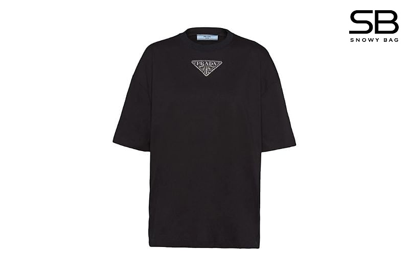 Áo Prada Logo Patch Crewneck Short Sleeve T-Shirt Black sang trọng và thời thượng
