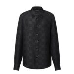 Áo sơ mi LV Jacquard Damier dài tay lụa màu đen