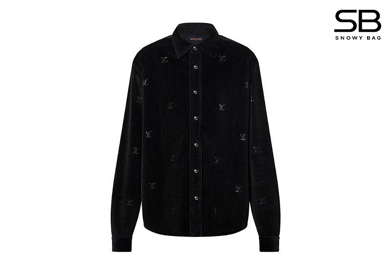 Áo Sơ Mi LV Long-Sleeved LV Blason Embellished Corduroy Shirt sang trọng