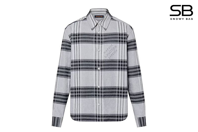 Áo Sơ Mi LV Long-Sleeved Shirt In Cotton Flannel Xám sang trọng