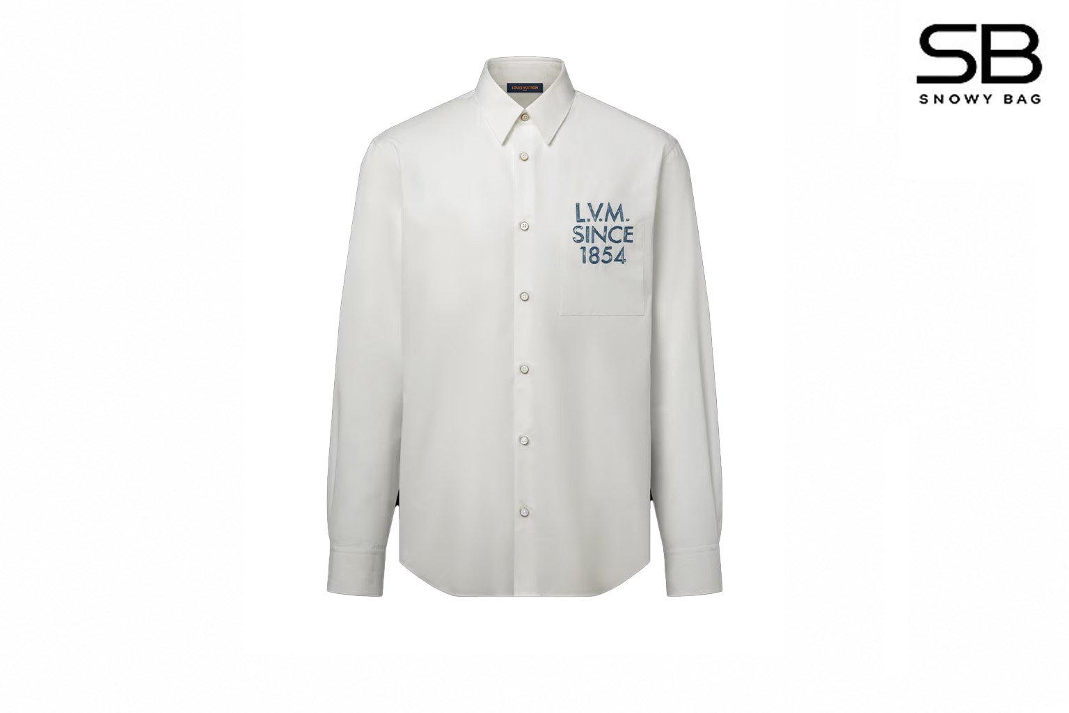 Áo Sơ Mi LV Long-Sleeved Signature Shirt White LVM Since 1854 sang trọng