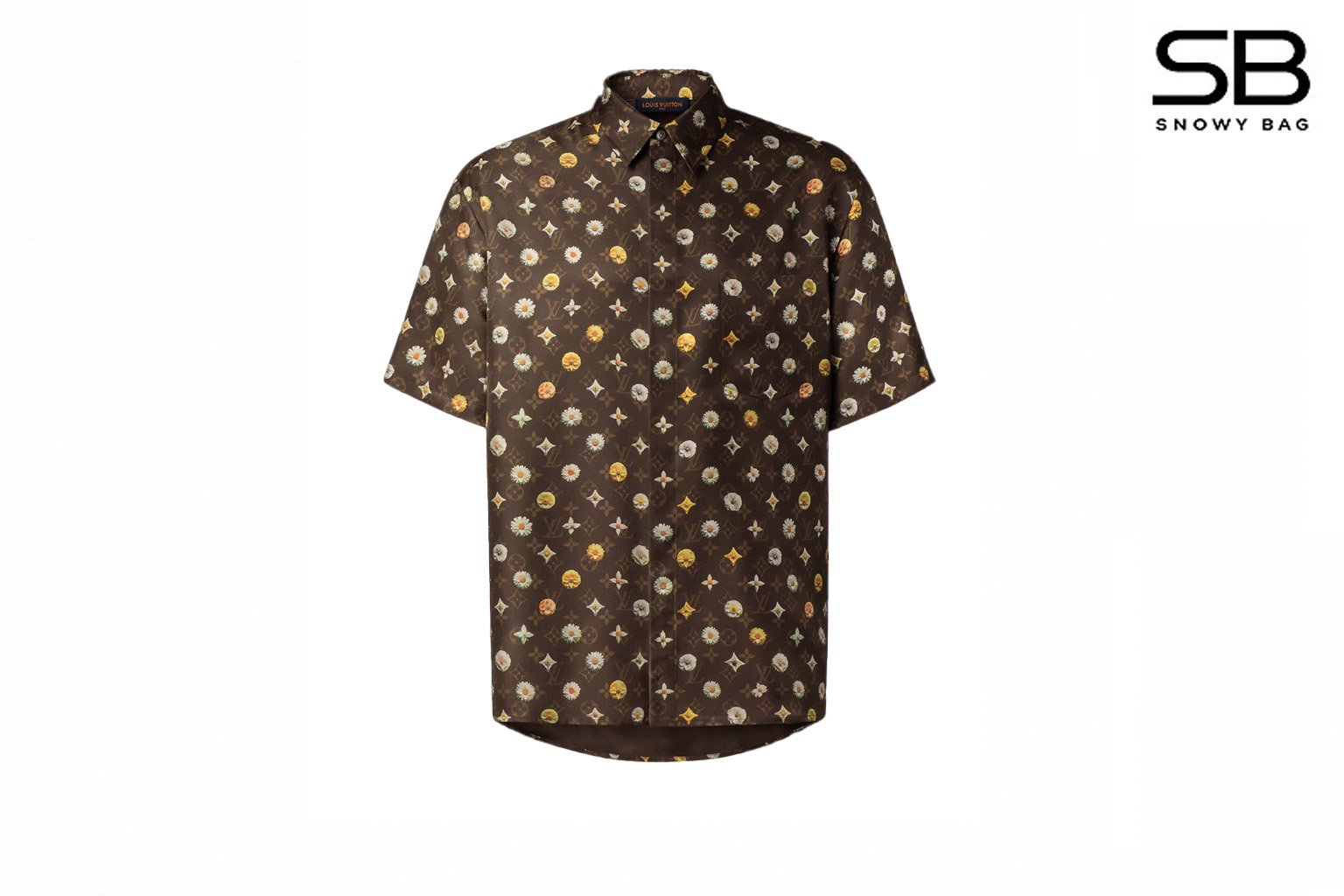 Áo Sơ Mi LV Monogram Printed Short-Sleeved Silk Shirt Deep Brown sang trọng