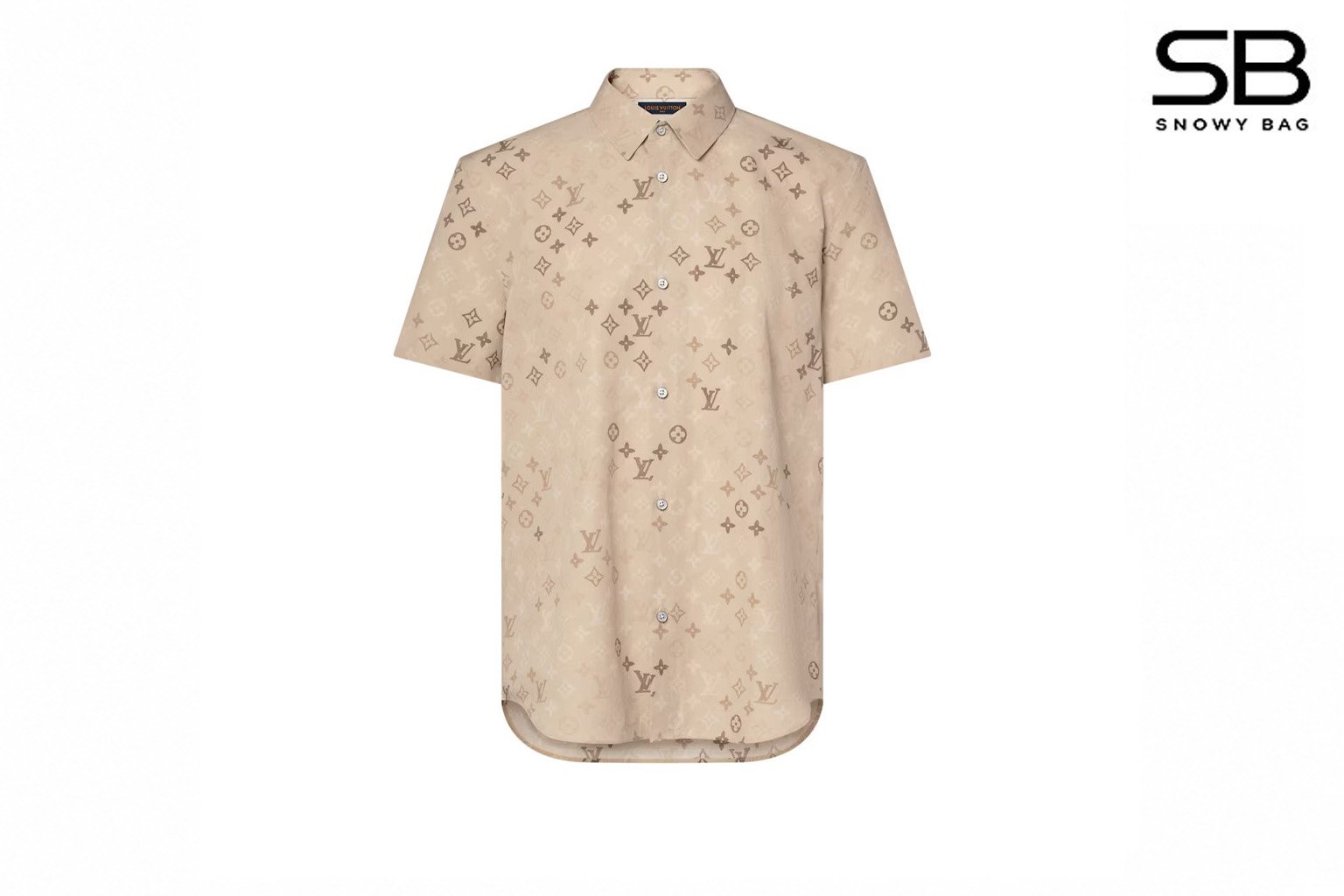 Áo Sơ Mi LV Monogram Short-Sleeved Shirt Beige 1AK77Y sang trọng