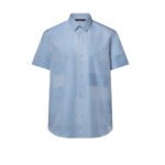 Áo Sơ Mi LV Patchwork Jacquard Short-Sleeved Shirt Monogram Pale Blue sang trọng