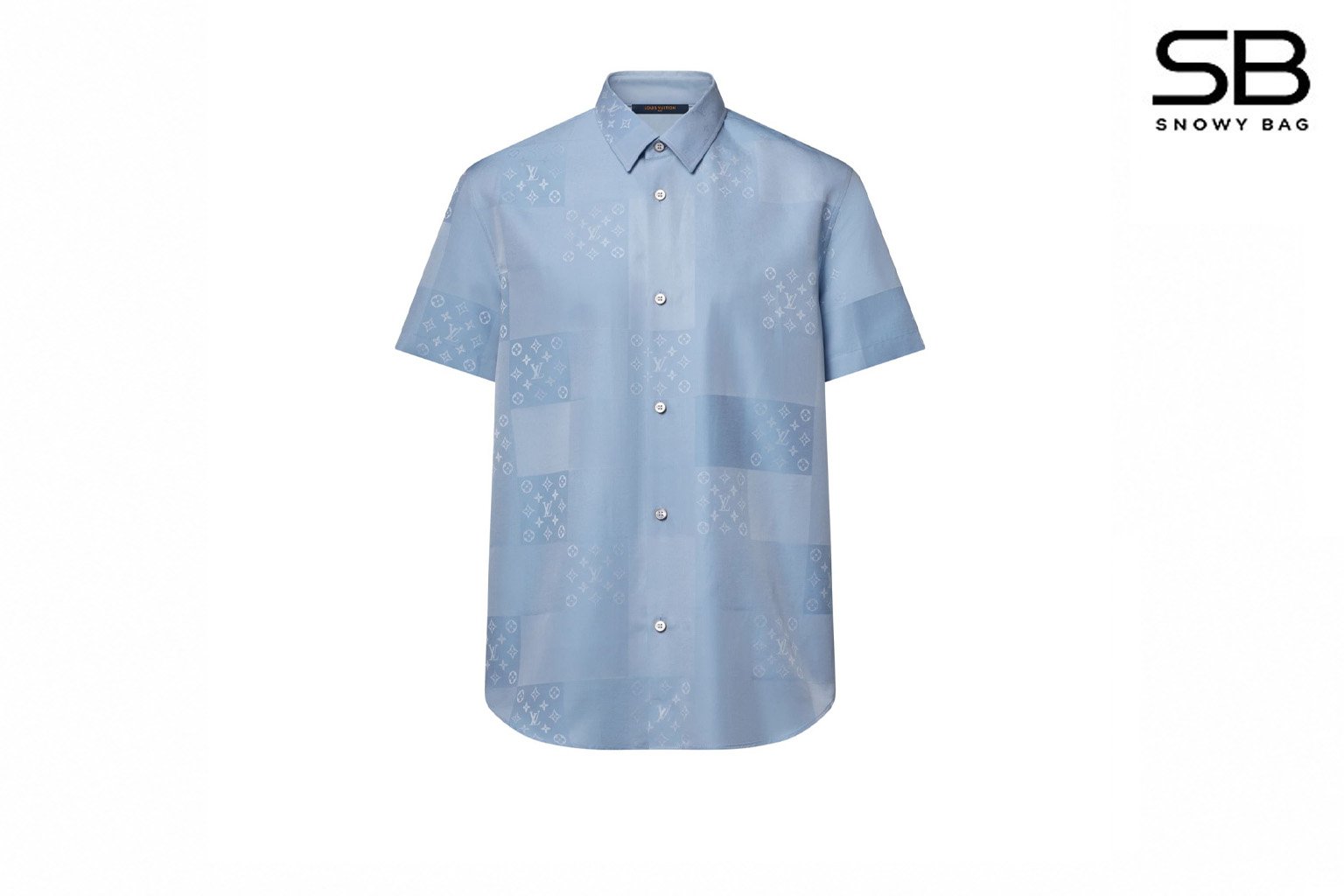 Áo Sơ Mi LV Patchwork Jacquard Short-Sleeved Shirt Monogram Pale Blue sang trọng