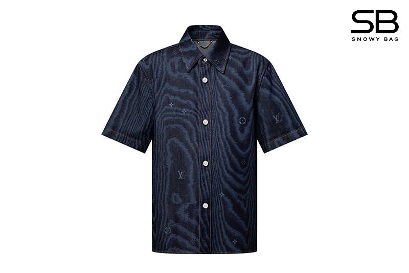 Áo Sơ Mi LV Short Sleeved Denim Shirt Xanh Dương Indigo thời thượng