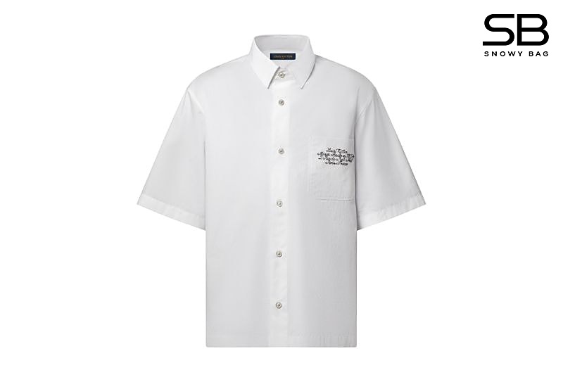 Áo Sơ Mi Trắng LV Embellished Short-Sleeved Shirt thời trang cao cấp