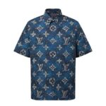 Áo Sơmi LV Printed Monogram Short-Sleeved Shirt Blue Ocean Xanh Dương thời trang cao cấp