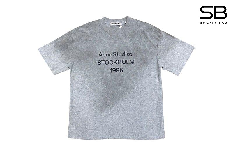 Áo Thun Acne Studios Logo T-Shirt Stockholm 1996 màu xám pale grey